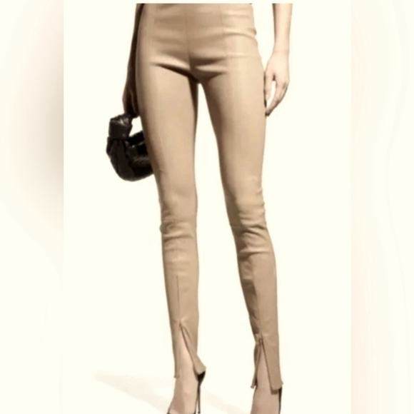 Jason Wu Pants - Jason Wu Beige Vegan Leather Skinny Pants